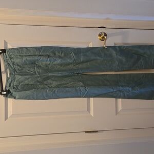 Guizio Trouser Linen Blend Pants XS Green High Rise Straight Leg Relaxed Fit